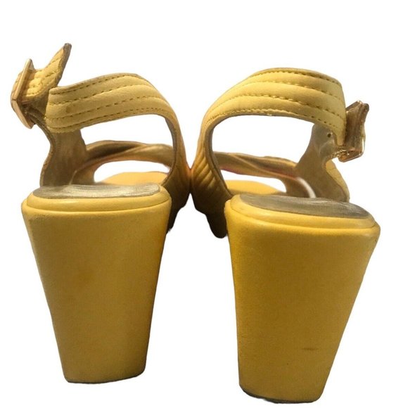 Massimo Santini Womens 6 Yellow Wedge Buckle Cork Slingback Sandals Italy … - Picture 8 of 15